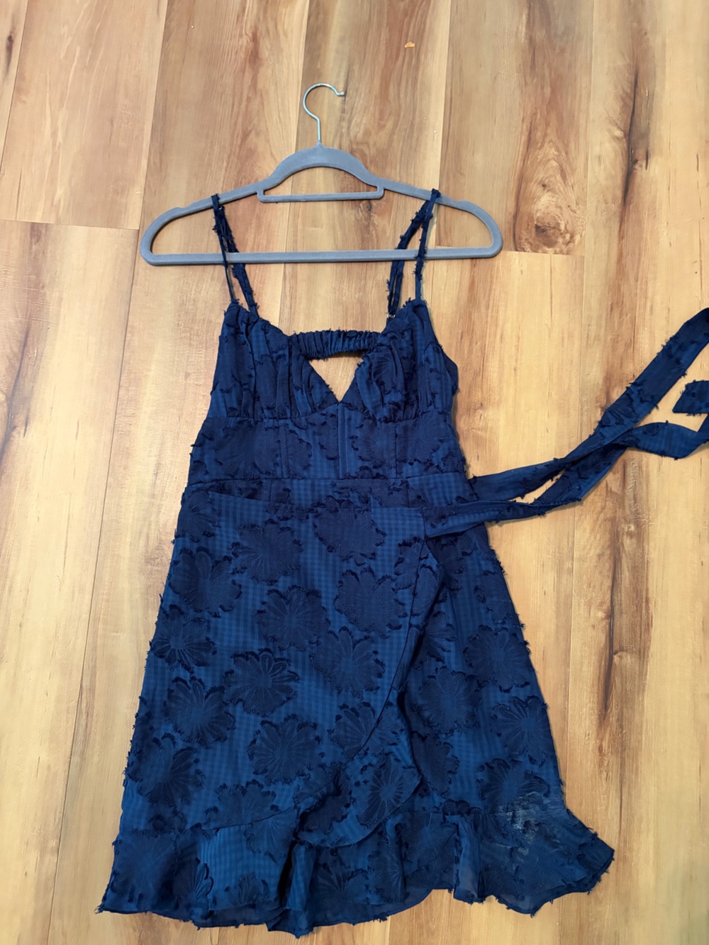 Hello Molly Navy Textured Floral Mini Dress